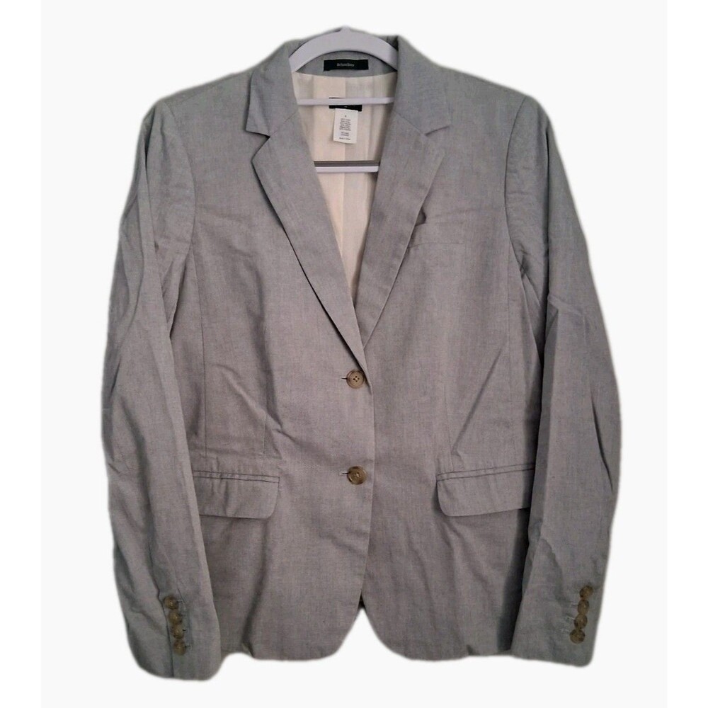 J. Crew Womens Schoolboy Blazer Size 6 Blue Gray 100% Cotton Jacket Nautical